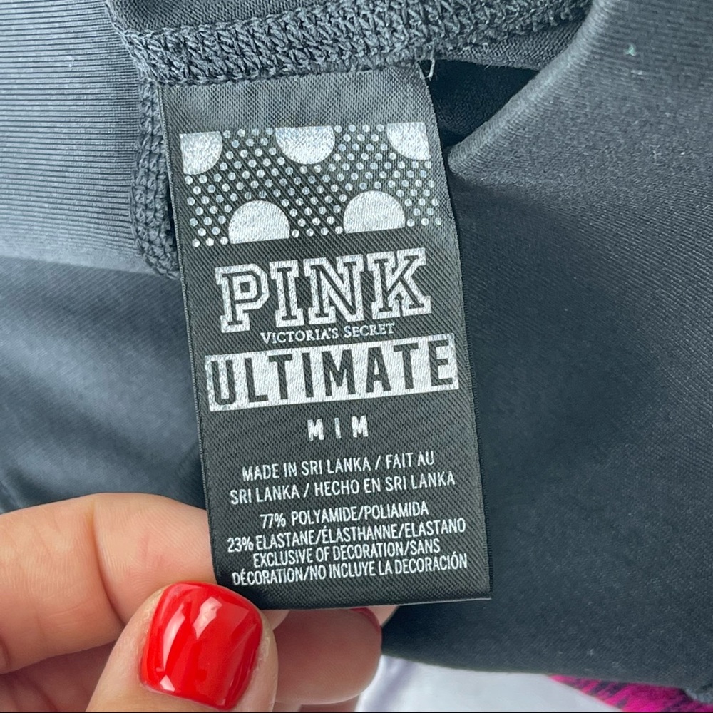 PINK Victoria's Secret ultimate leggings black with white patch size M - Picture 7 of 8